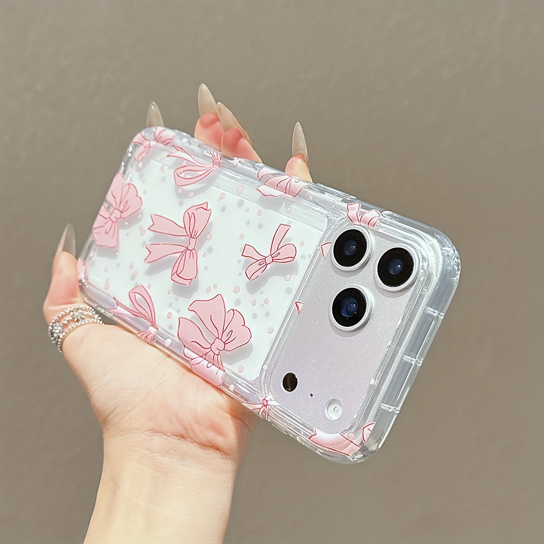 Funda Transparente Rosa con Lazo Antigolpes para iPhone