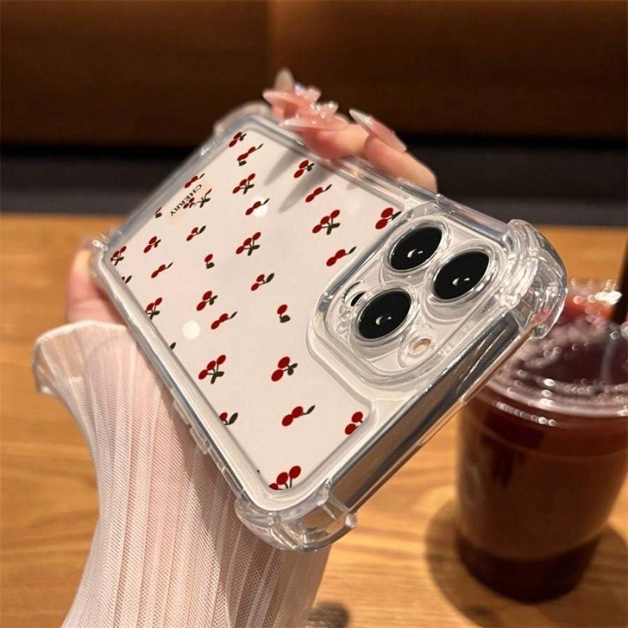 Funda Mate Antigolpes con Diseño de Cerezas para iPhone