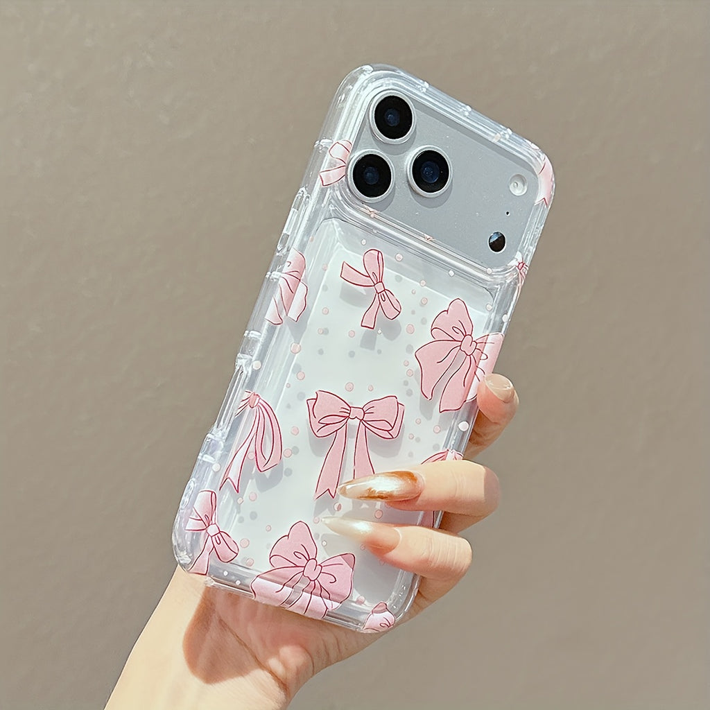 Funda Transparente Rosa con Lazo Antigolpes para iPhone