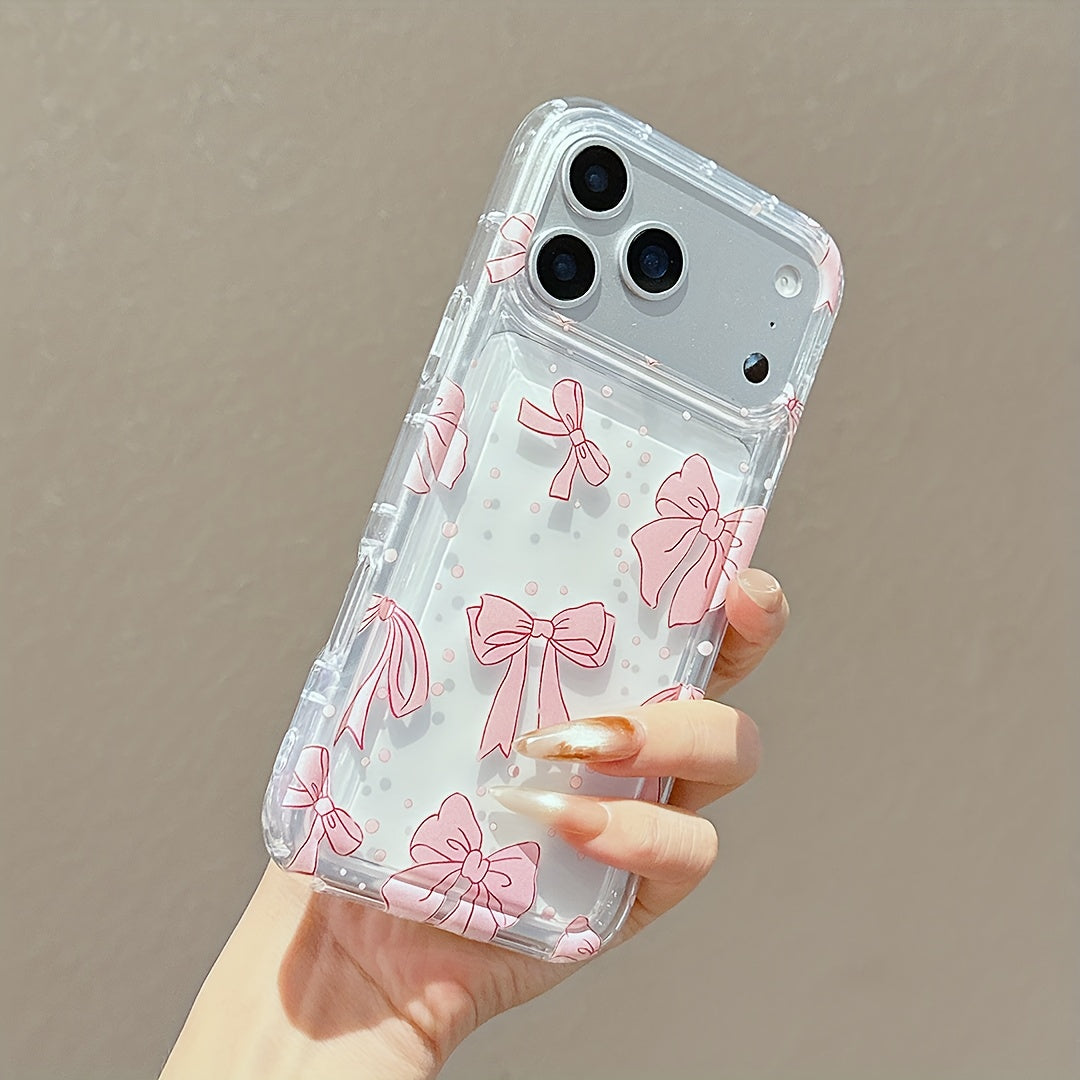 Funda Transparente Rosa con Lazo Antigolpes para iPhone