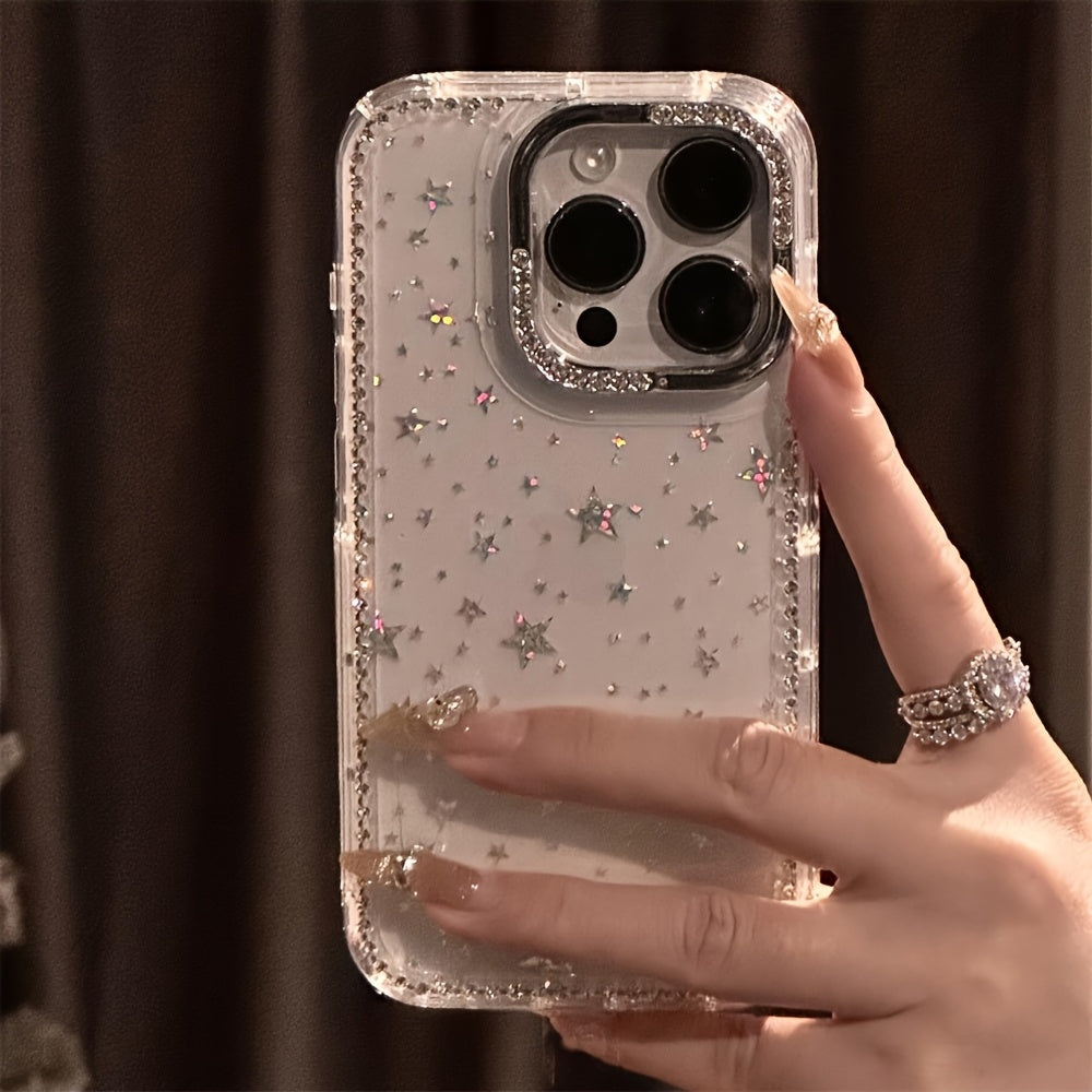 Funda Transparente con Diamantes y Estrellas Antigolpes para iPhone