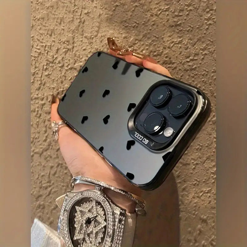 Funda Negra con Diseño de Corazones para iPhone