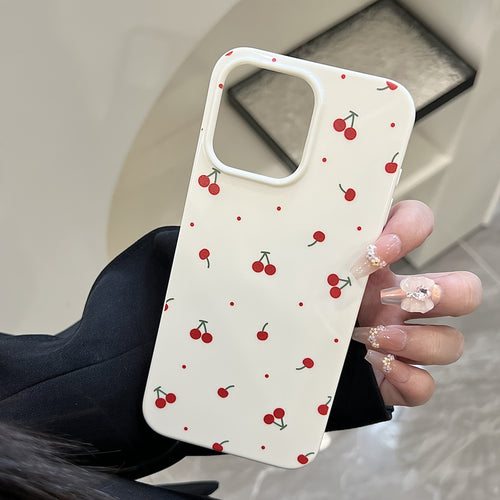 Funda Blanca con Cerezas y Lunares Antigolpes para iPhone
