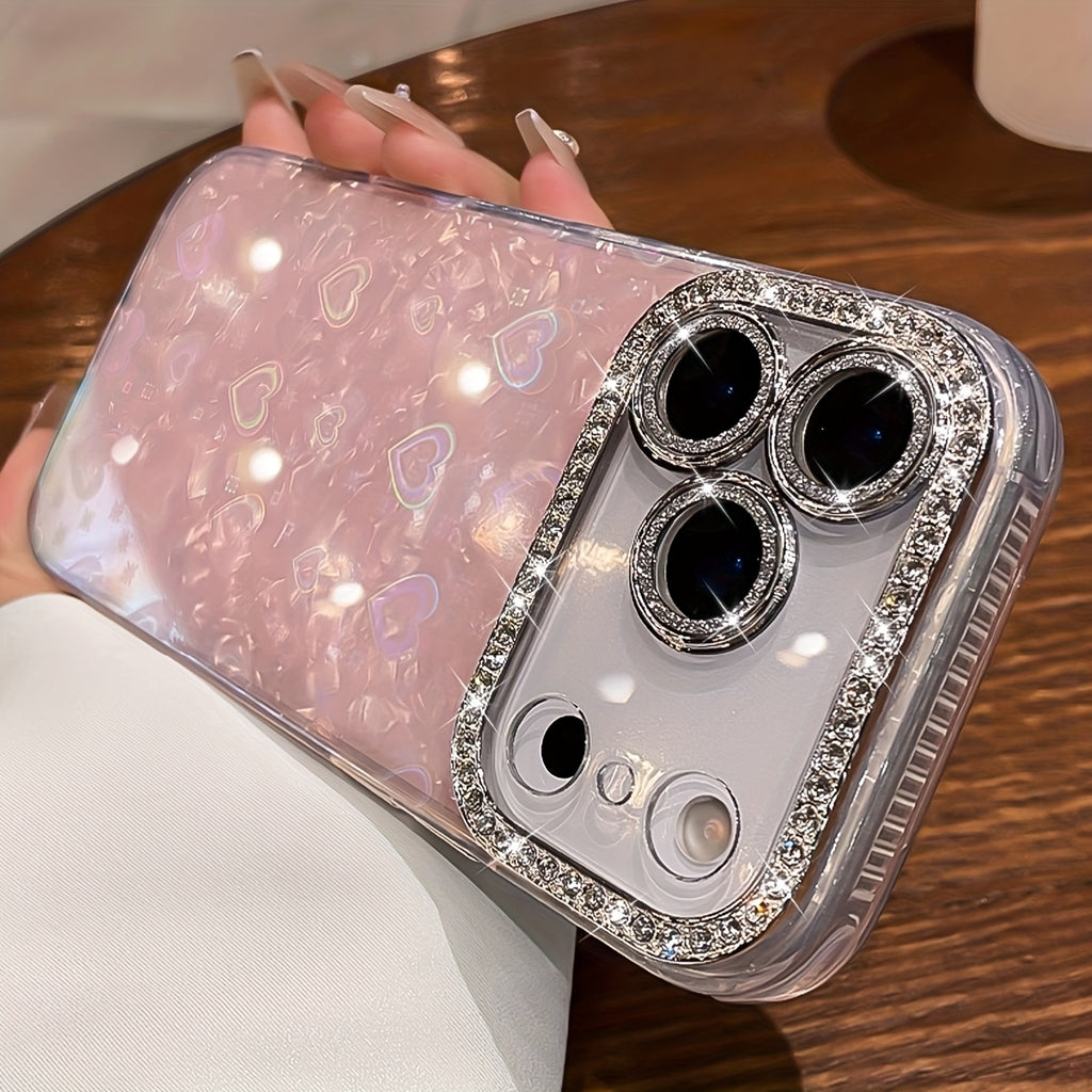 Funda Blanca con Diamantes y Protección Antigolpes para iPhone