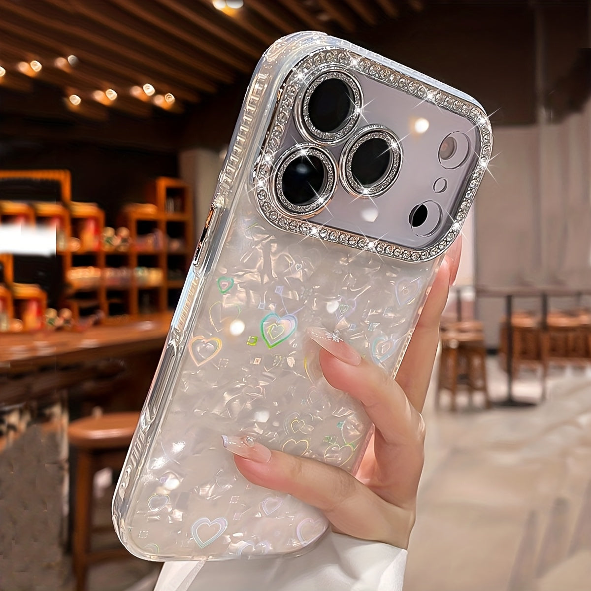 Funda Blanca con Diamantes y Protección Antigolpes para iPhone