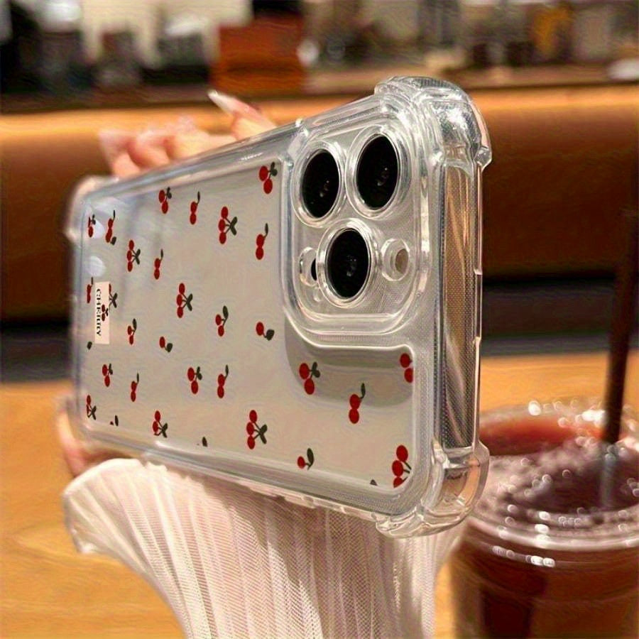 Funda Mate Antigolpes con Diseño de Cerezas para iPhone