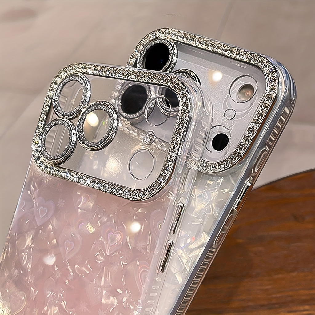 Funda Blanca con Diamantes y Protección Antigolpes para iPhone