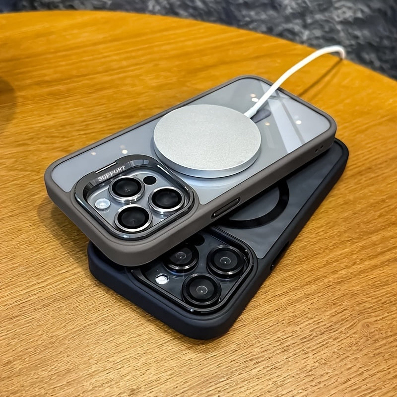 Funda Magnética Premium con Soporte y Protección de Cámara para iPhone