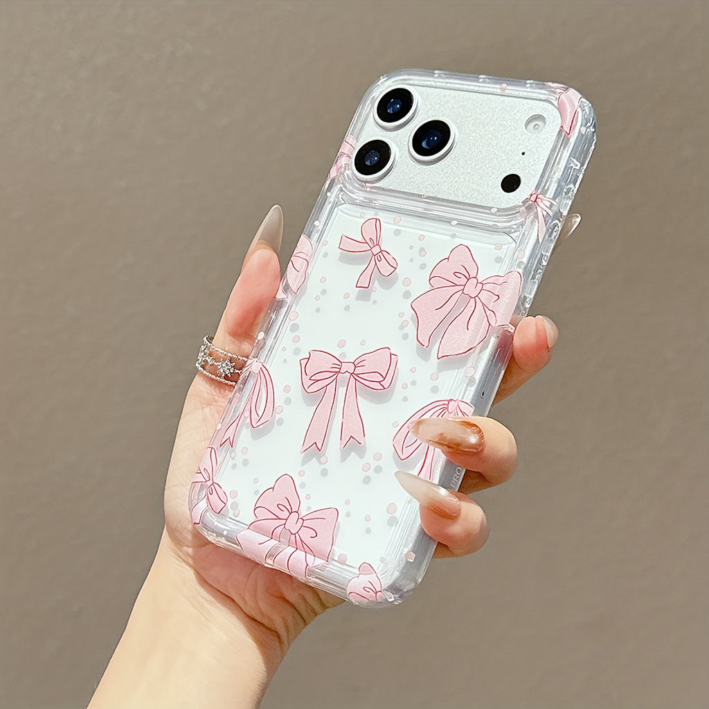 Funda Transparente Rosa con Lazo Antigolpes para iPhone