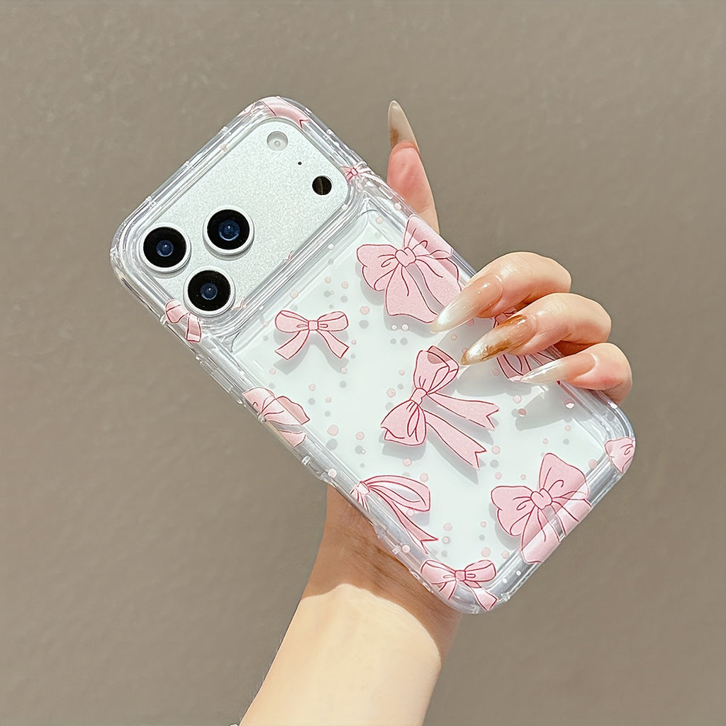 Funda Transparente Rosa con Lazo Antigolpes para iPhone