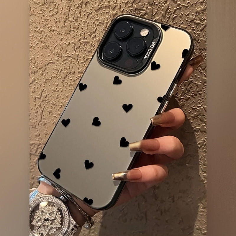 Funda Negra con Diseño de Corazones para iPhone