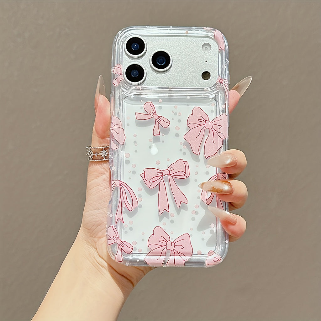 Funda Transparente Rosa con Lazo Antigolpes para iPhone