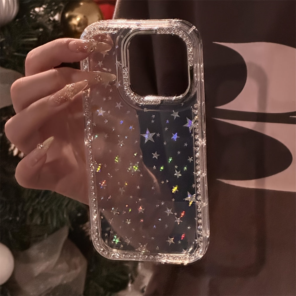 Funda Transparente con Diamantes y Estrellas Antigolpes para iPhone
