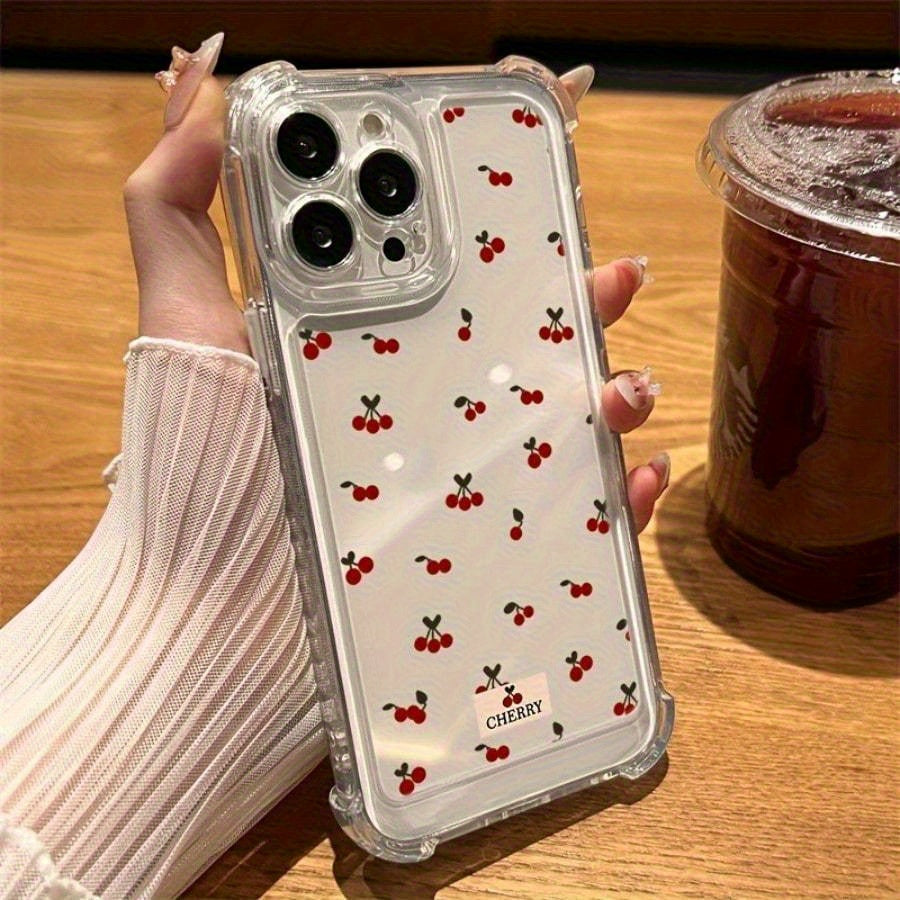 Funda Mate Antigolpes con Diseño de Cerezas para iPhone