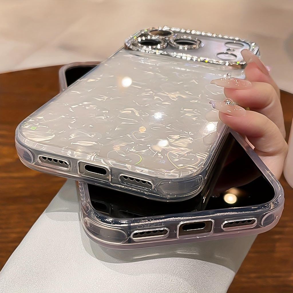 Funda Blanca con Diamantes y Protección Antigolpes para iPhone