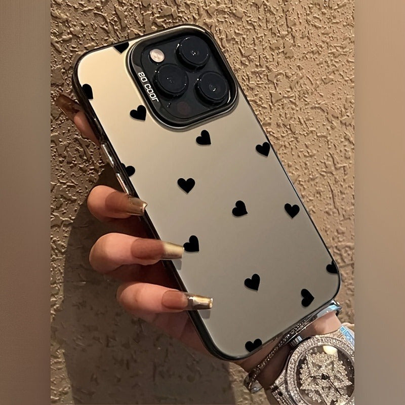 Funda Negra con Diseño de Corazones para iPhone