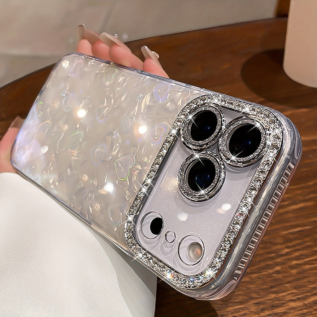 Funda Blanca con Diamantes y Protección Antigolpes para iPhone