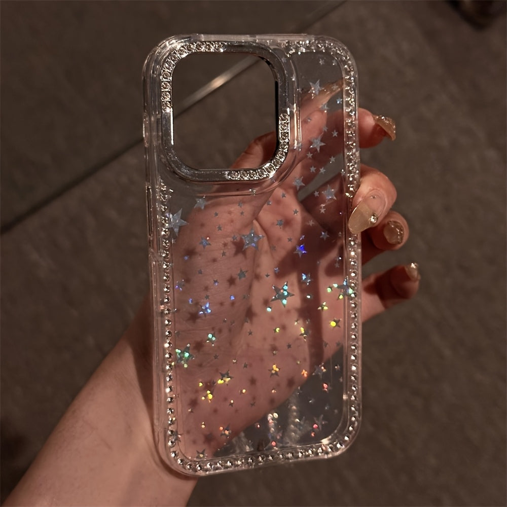 Funda Transparente con Diamantes y Estrellas Antigolpes para iPhone