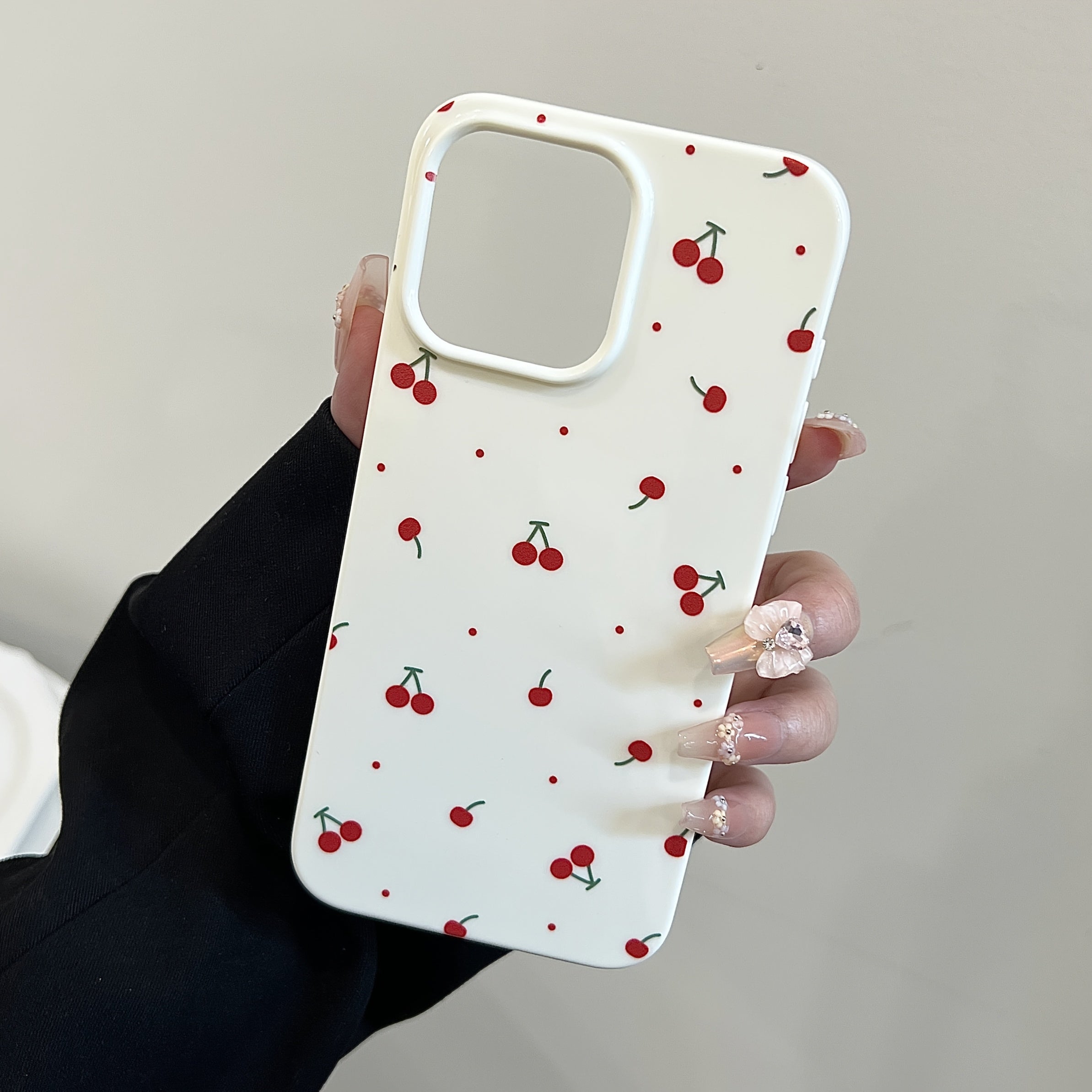 Funda Blanca con Cerezas y Lunares Antigolpes para iPhone